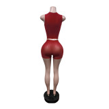 Solid Color Tank Top Two Piece Shorts Set MEM-88706