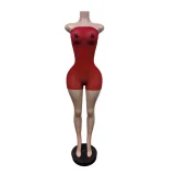 Wrap Chest Solid Color Romper MEM-88707