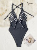 Polka Dot Print One Piece Swimsuit CASF-6836