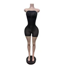 Wrap Chest Solid Color Romper MEM-88707