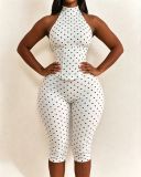 Polka Dots Print Sleeveless Romper YMEF-59111