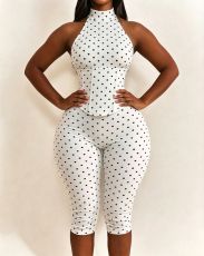Polka Dots Print Sleeveless Romper YMEF-59111