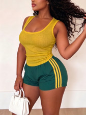 Sport U Neck Tank Top Stripe Short Suit HNIF-ZM028