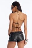 Sleeveless Halterneck Backless Print Vest GFCF-1484