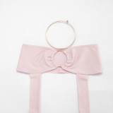 Solid Color Hollow Out Seventh Pants Two Piece Set GDSF-C26ST219
