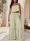 Solid Color Slint Top Wide Leg Pants 2 Piece Set HNIF-YY042