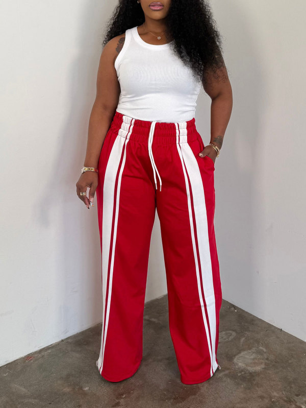 Contrast Color Stripe Drawstring Pants HNIF-MC037