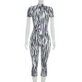 Print Short Sleeve Backless Tight Jumpsuit GDSF-D26JP191