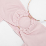 Solid Color Hollow Out Seventh Pants Two Piece Set GDSF-C26ST219