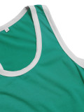 Sleeveless Contrast Color Hollow Out Midi Dress HNIF-MC028