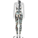 Sleeveless Print Backless Tight Jumpsuit MXBF-C26ST205