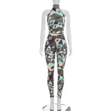 Sleeveless Print Backless Tight Jumpsuit MXBF-C26ST205