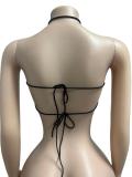 Sleeveless Halterneck Backless Print Vest GFCF-1484