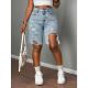 Diamond-Studded Solid-Color Denim Short OD-8784