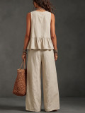 Casual Sleeveless Vest Two Piece Pants Set GWDS-260508