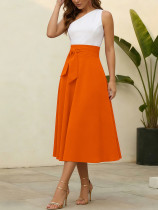 Solid Color Casual Long Skirt QYMF-5072
