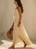 Sleeveless Solid Color Maxi Dress GWDS-260616