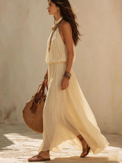 Sleeveless Solid Color Maxi Dress GWDS-260616