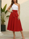 Solid Color Casual Long Skirt QYMF-5072