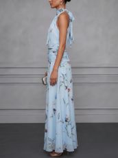 Halterneck Print Bow-tie Long Dress GWDS-260511