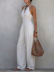 Solid Color Halterneck Loose Jumpsuit GWDS-260430