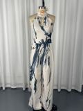 Sleeveless Halterneck Print Loose Jumpsuit GWDS-260526