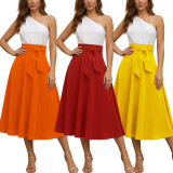 Solid Color Casual Long Skirt QYMF-5072