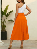 Solid Color Casual Long Skirt QYMF-5072