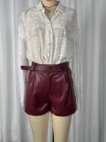 PU Leather Belt Shorts GWDS-260405