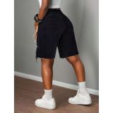 Diamond-Studded Solid-Color Denim Short OD-8784