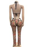 Sexy Print Sling Top Two Piece Pants Set GFCF-1471