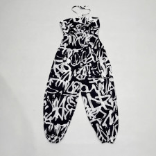 Plus Size Print Halterneck Loose Jumpsuit QMZF-1887