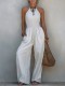 Solid Color Halterneck Loose Jumpsuit GWDS-260430