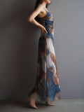 Sling Print Chiffon Maxi Dress GWDS-260307