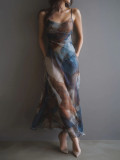 Sling Print Chiffon Maxi Dress GWDS-260307
