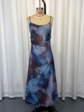 Sling Print Chiffon Maxi Dress GWDS-260307
