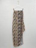 Plus Size Zebra Print Sling Split Maxi Dress QMZF-1883