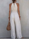 Solid Color Halterneck Loose Jumpsuit GWDS-260430