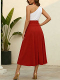 Solid Color Casual Long Skirt QYMF-5072