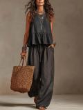 Casual Sleeveless Vest Two Piece Pants Set GWDS-260508