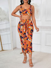 Print Sleeveless Tank Top Long Skirt Suit GYLY-9475