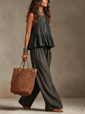 Casual Sleeveless Vest Two Piece Pants Set GWDS-260508