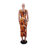 Print Sleeveless Tank Top Long Skirt Suit GYLY-9475