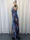 Sling Print Chiffon Maxi Dress GWDS-260307