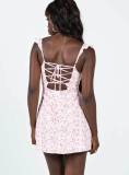 Solid Color Mesh Sling Ruched Mini Dress QMZF-18013