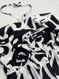Plus Size Print Halterneck Loose Jumpsuit QMZF-1887