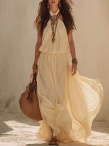 Sleeveless Solid Color Maxi Dress GWDS-260616