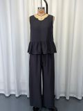 Casual Sleeveless Vest Two Piece Pants Set GWDS-260508