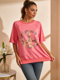 Plus Size Print Short Sleeve Loose T Shirt QMZF-18002