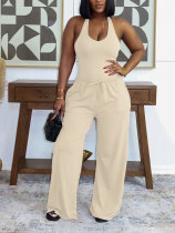 Solid Color Tank Top Wide Leg Pants Sport Suit HNIF-SY033